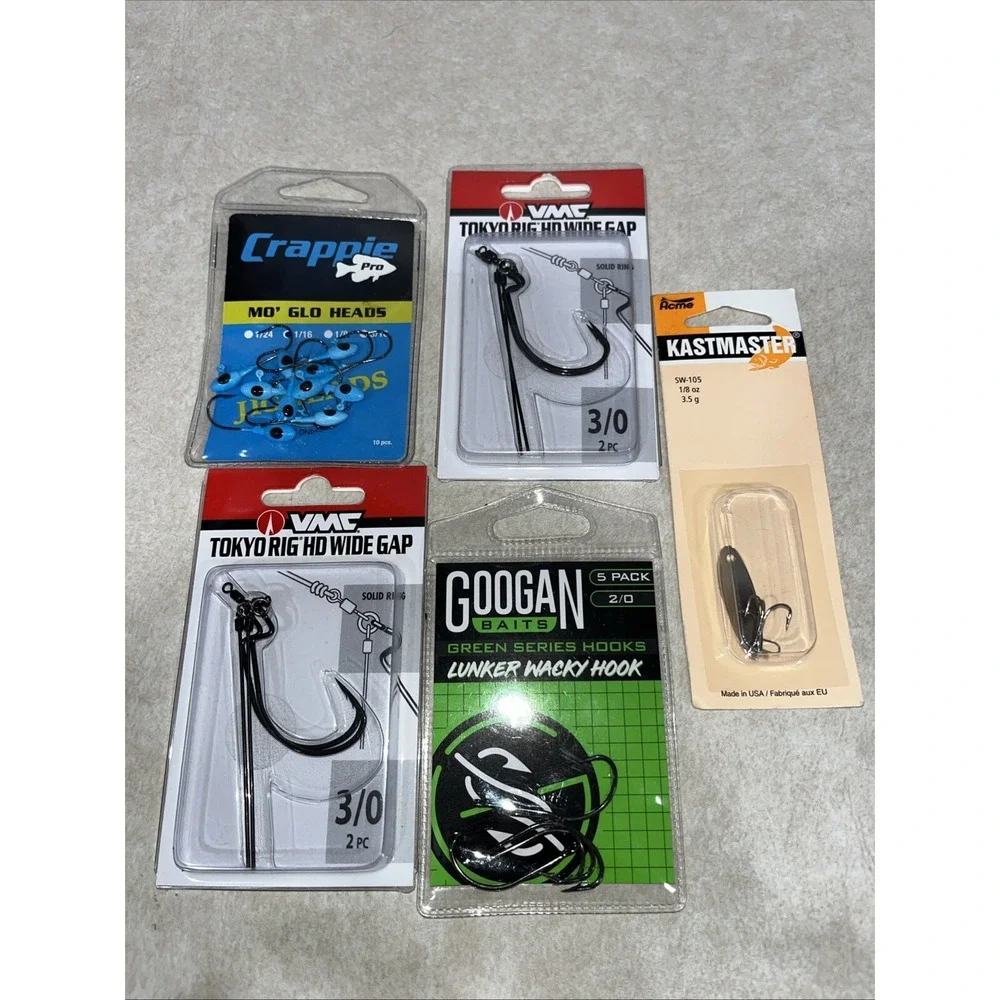 5 Pack Fishing Lot GOOGAN VMC Hooks Heads
